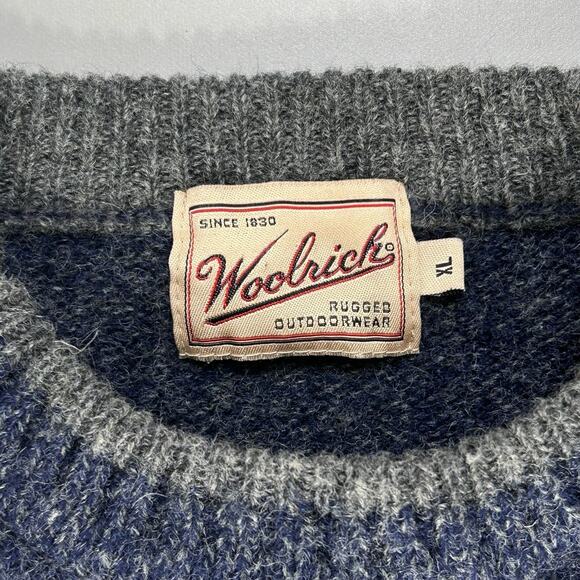 Woolrich Rugged Crewneck Sweater Wool Ash Navy Blue - Picture 9 of 11